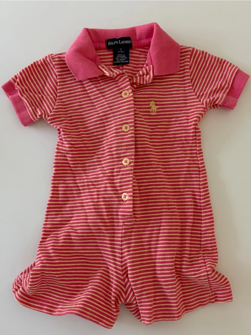Ralph Lauren Baby Vintage Button Down One Piece Knit Romper 6-12 Months